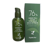 Farmstay 76% Green Tea Calming Facial Serum, Успокаивающая сыворотка с экстрактом зеленого чая, 100 мл