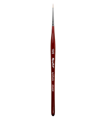 Кисть Roubloff синтетика имитация колонка/ страйпер 10/0 /  ручка фигурная бордовая DS43R