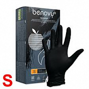 BENOVY Перчатки нитриловые черные 50пар S